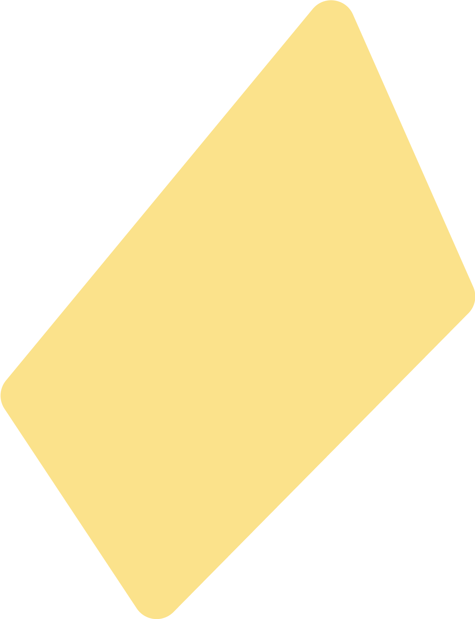 A tilted, solid yellow rectangle on a white background.